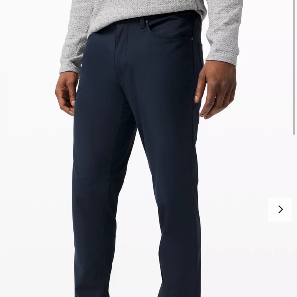 Lululemon ABC Pant Slim 34" warpstreme true navy reflective cuffs anti wrinkle - Picture 6 of 16